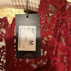 MISSMAY Women's Vintage Floral Lace Ruffle H/Maroon/ Size Medium/